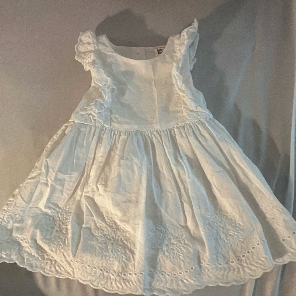 Oshkosh White Ruffled Pleated Sundress for Baby